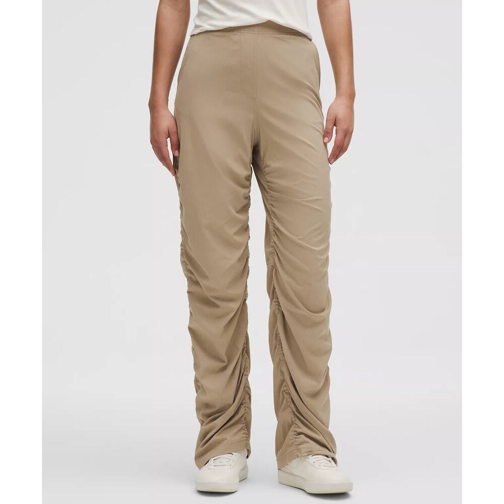 Lululemon Beige Pull-On High Rise Dance Studio Slim-Fit HR Flared Pant Sz Small